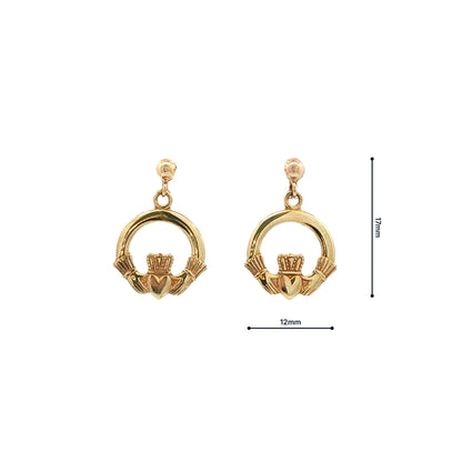 Claddagh Ball Stud Drop Earrings