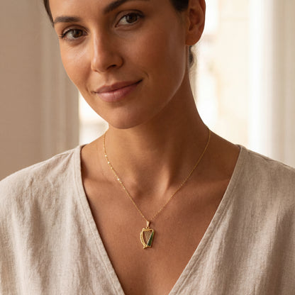 Connemara Marble Harp Pendant