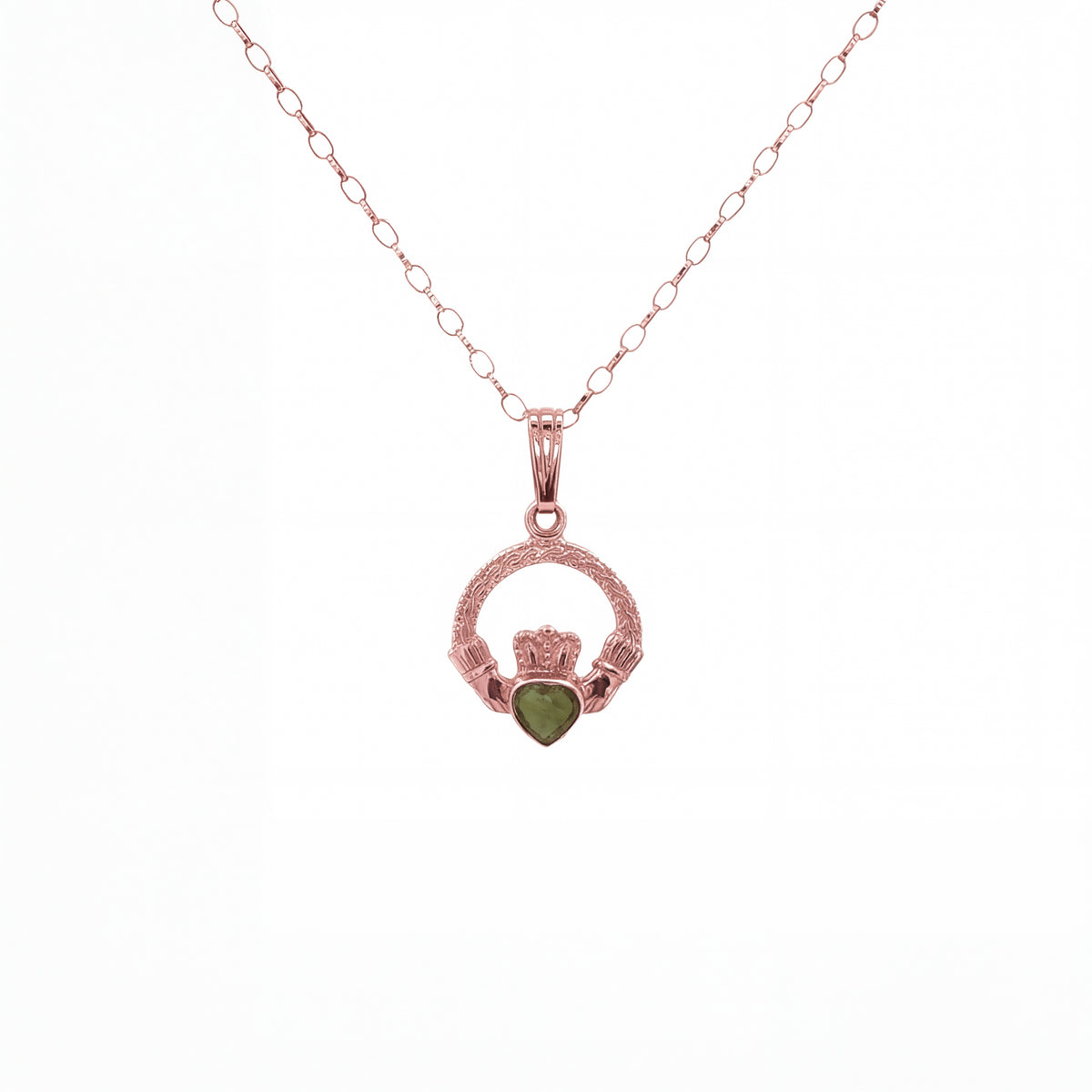 Claddagh Pendant with Heart Shaped Connemara Marble
