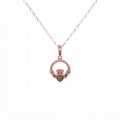 Claddagh Pendant with Heart Shaped Connemara Marble