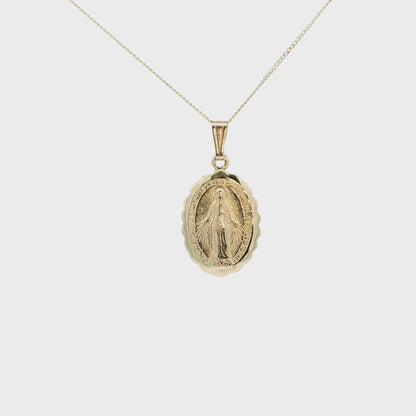 Scalloped Oval Medium Miraculous Medal Pendant